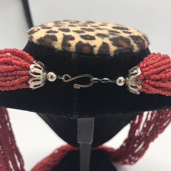 Lee Sands “Red” Seed Bead Multi Strand Necklace 31 inch NIB - Picture 4 of 6